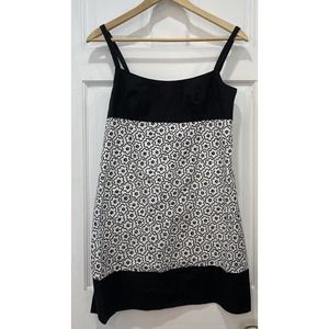 Agnes B. Paris Sleeveless Black and White Floral 100% Cotton Dress UK Size 38